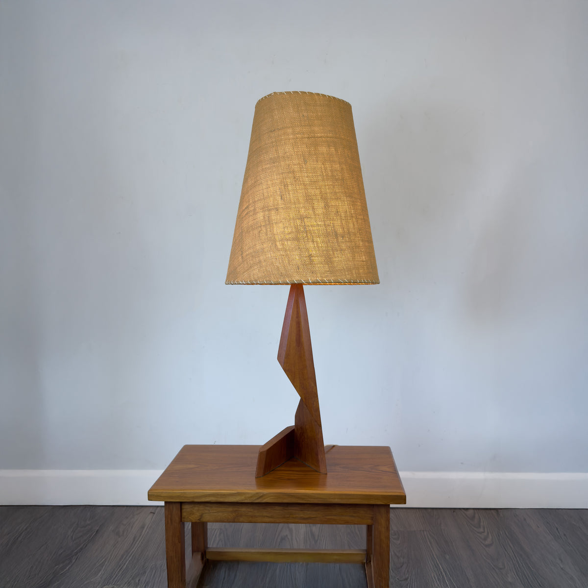 Teak Zig Zag Table Lamp