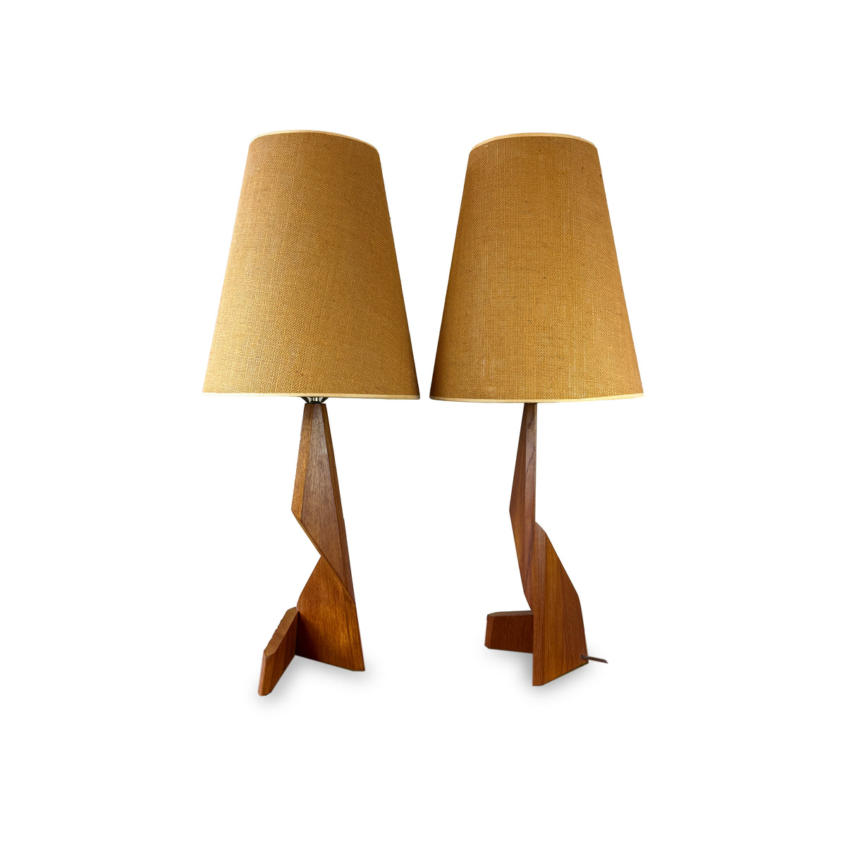 Pair of Teak Zig Zag Lamps