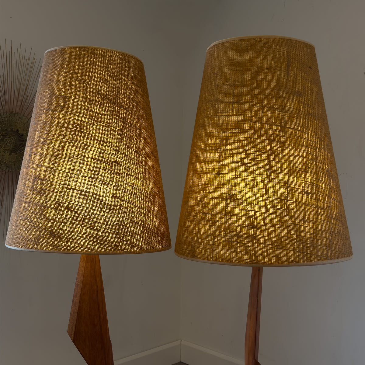 Pair of Teak Zig Zag Lamps