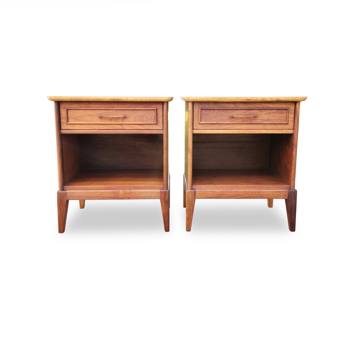 Pair of Walnut Nightstands by Gibbard