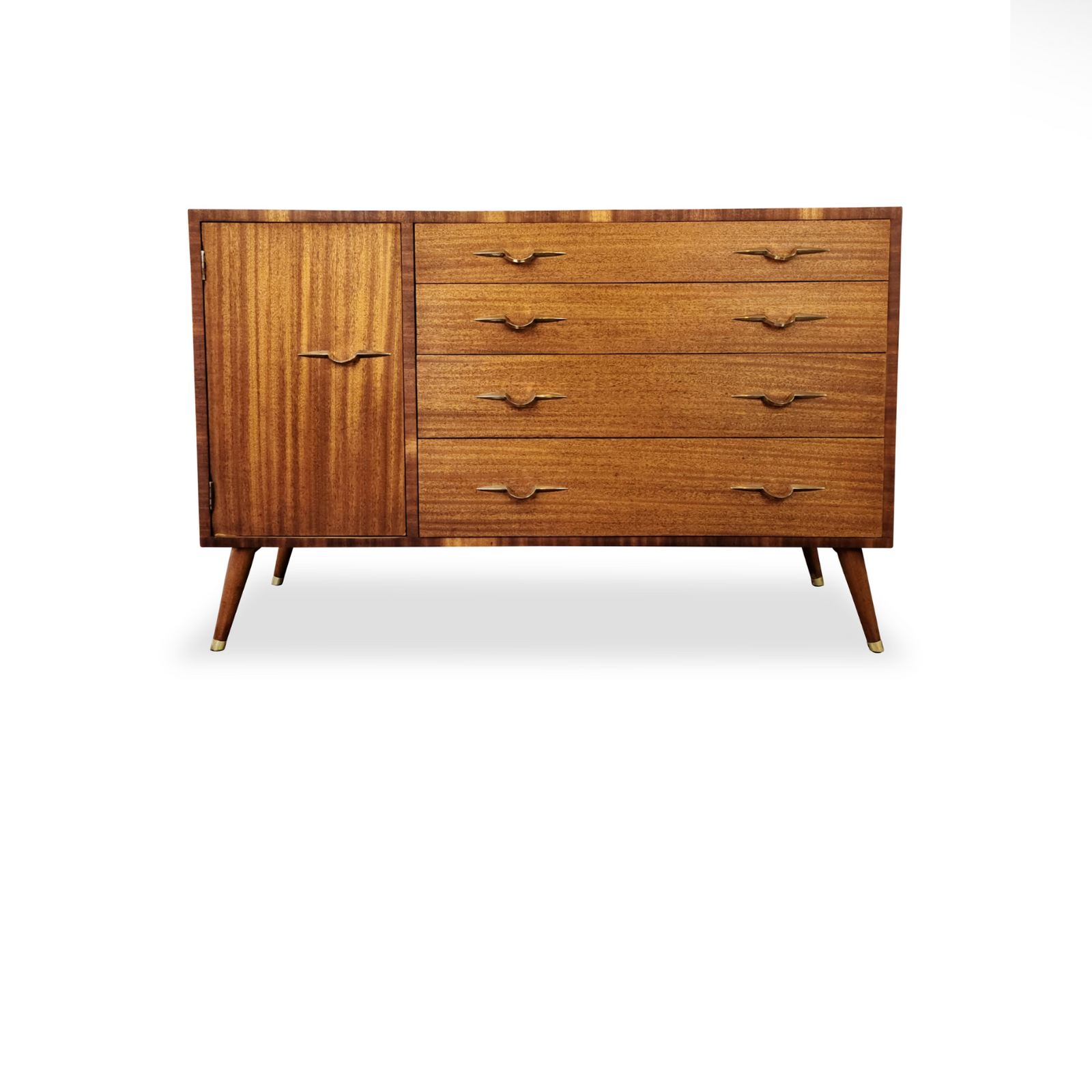 Mid Century Mahogany and Brass Sideboard