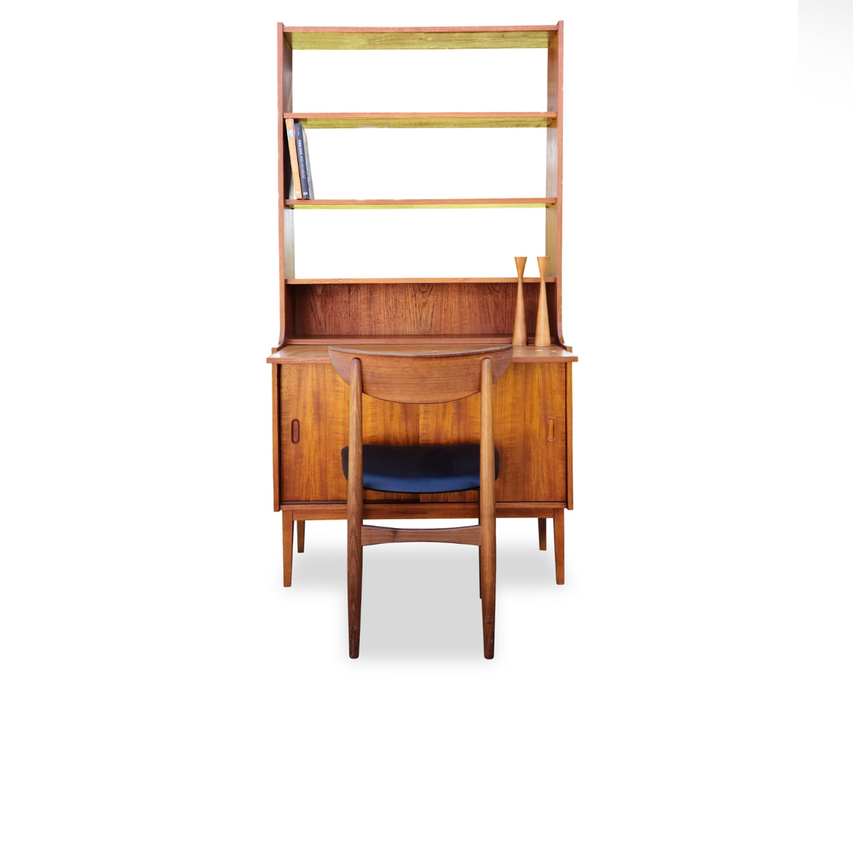 Teak Bookcase with Pullout Desk