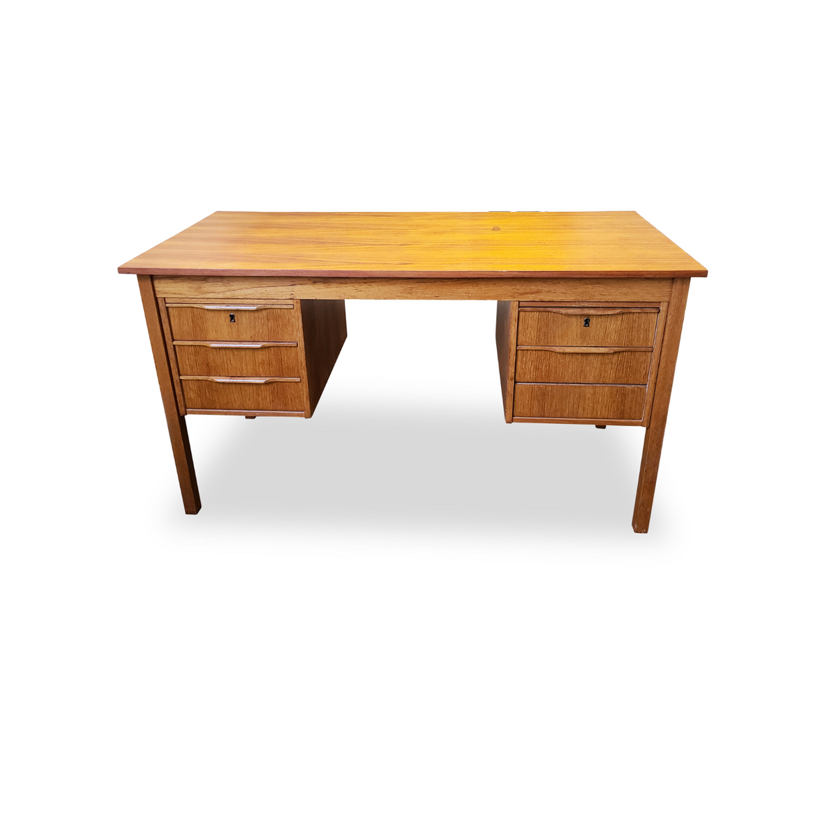 Teak Six Drawer Desk