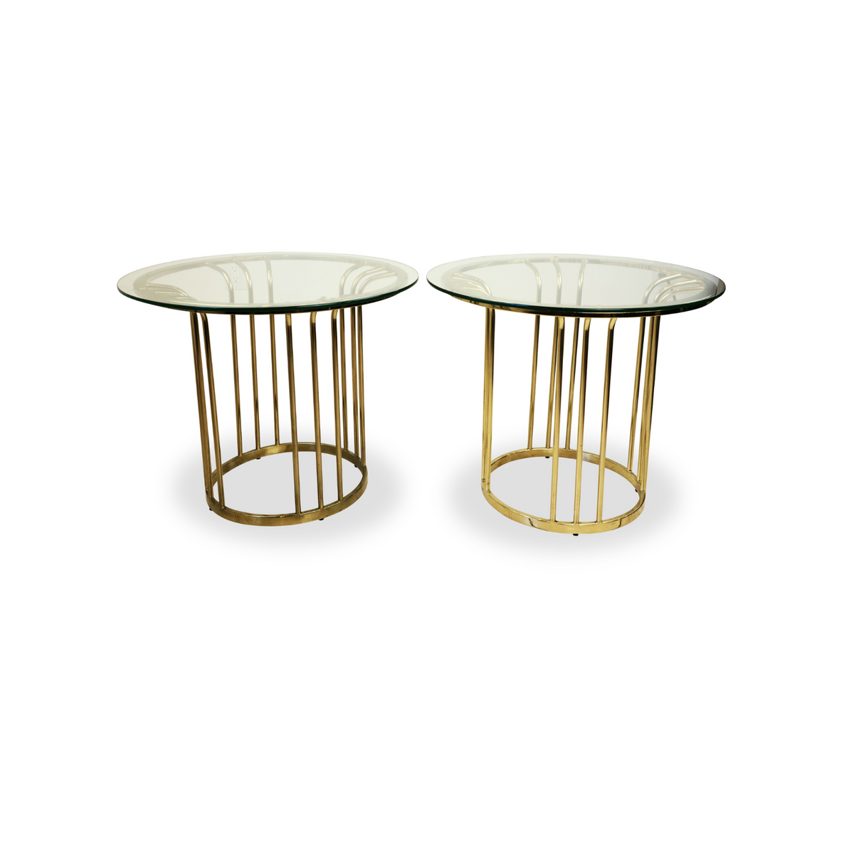 Vintage Brass and Glass Side Tables Hollywood Regency