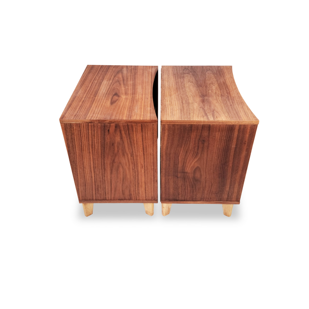 Pair of Walnut and Birch Nightstands