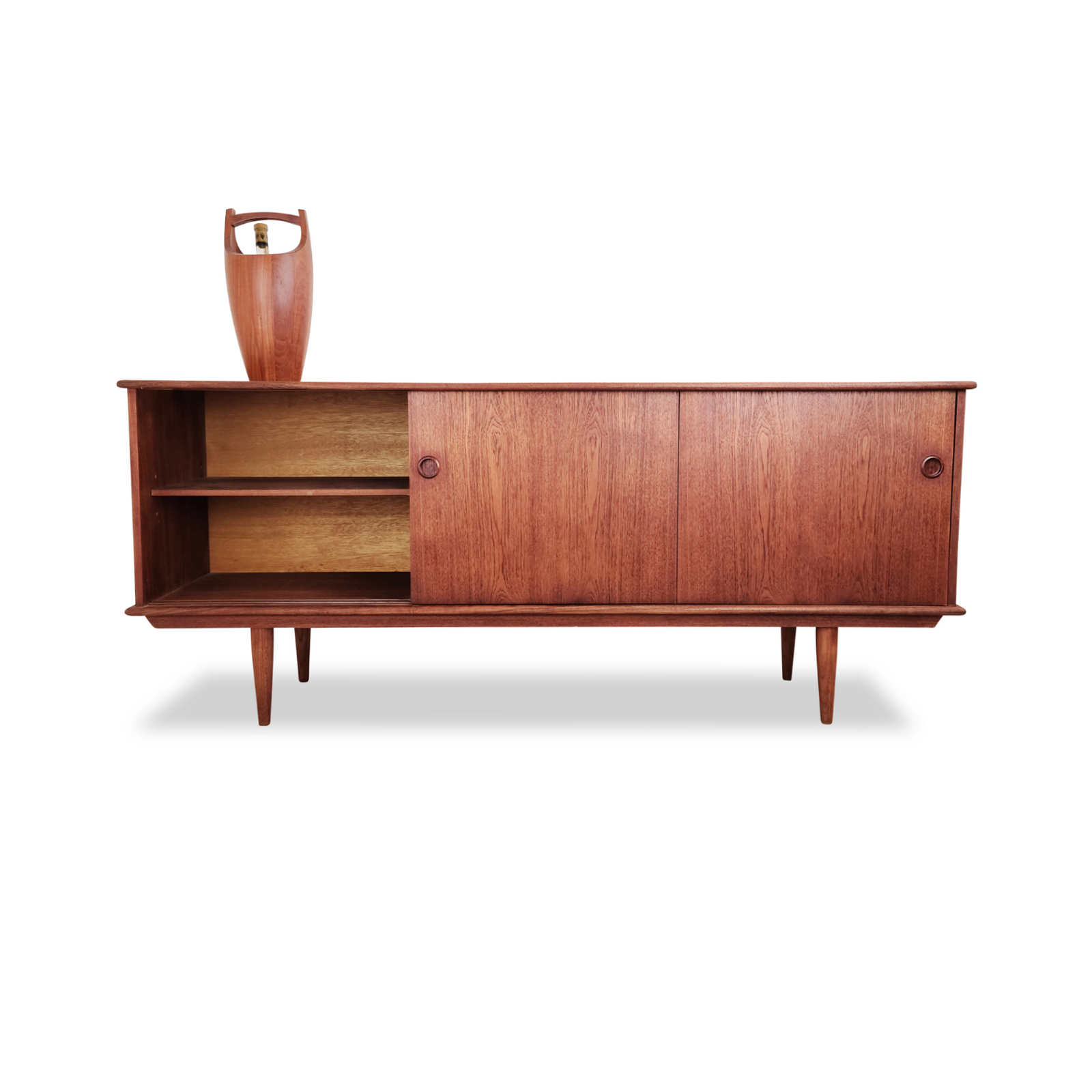 Mid Century Teak Sideboard with round pulls