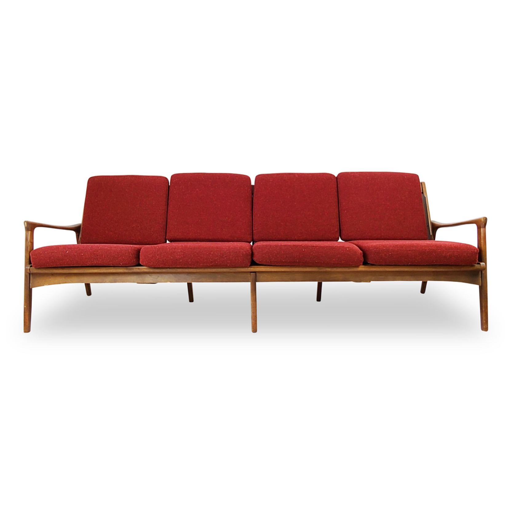 Vintage Walnut Four Seat Sofa by Paramount of Montreal Decade Five