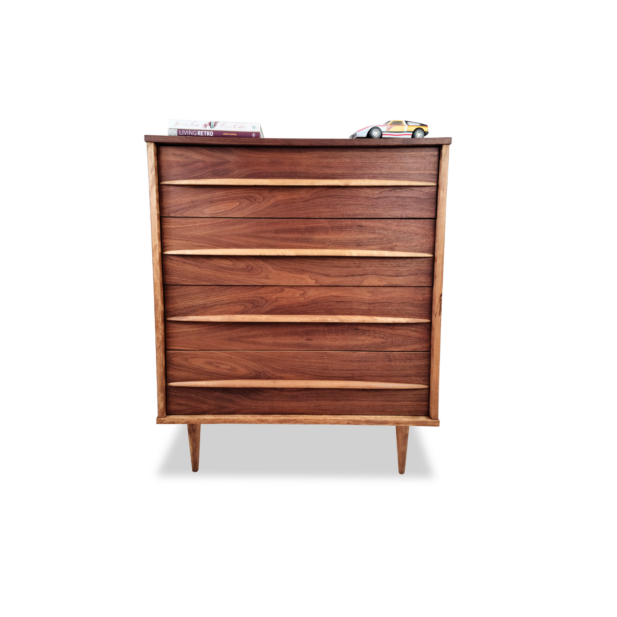 Walnut and Birch Highboy
