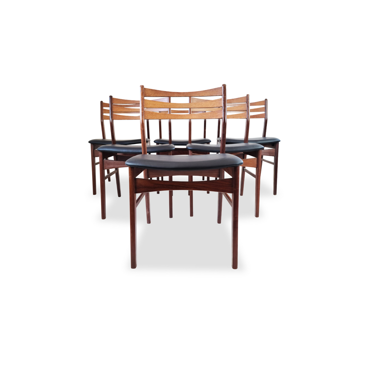 mid century modern vintage teak dining chairs