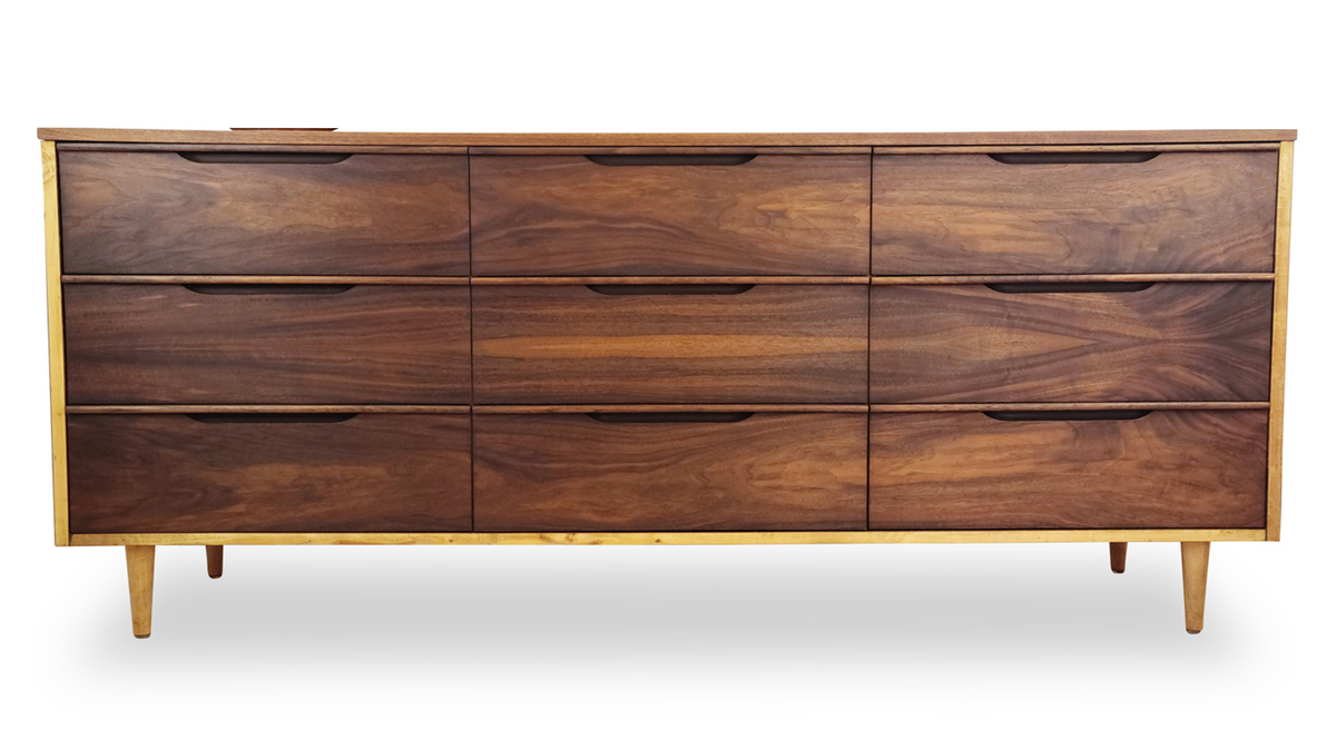 Walnut Nine Drawer Dresser by Krug