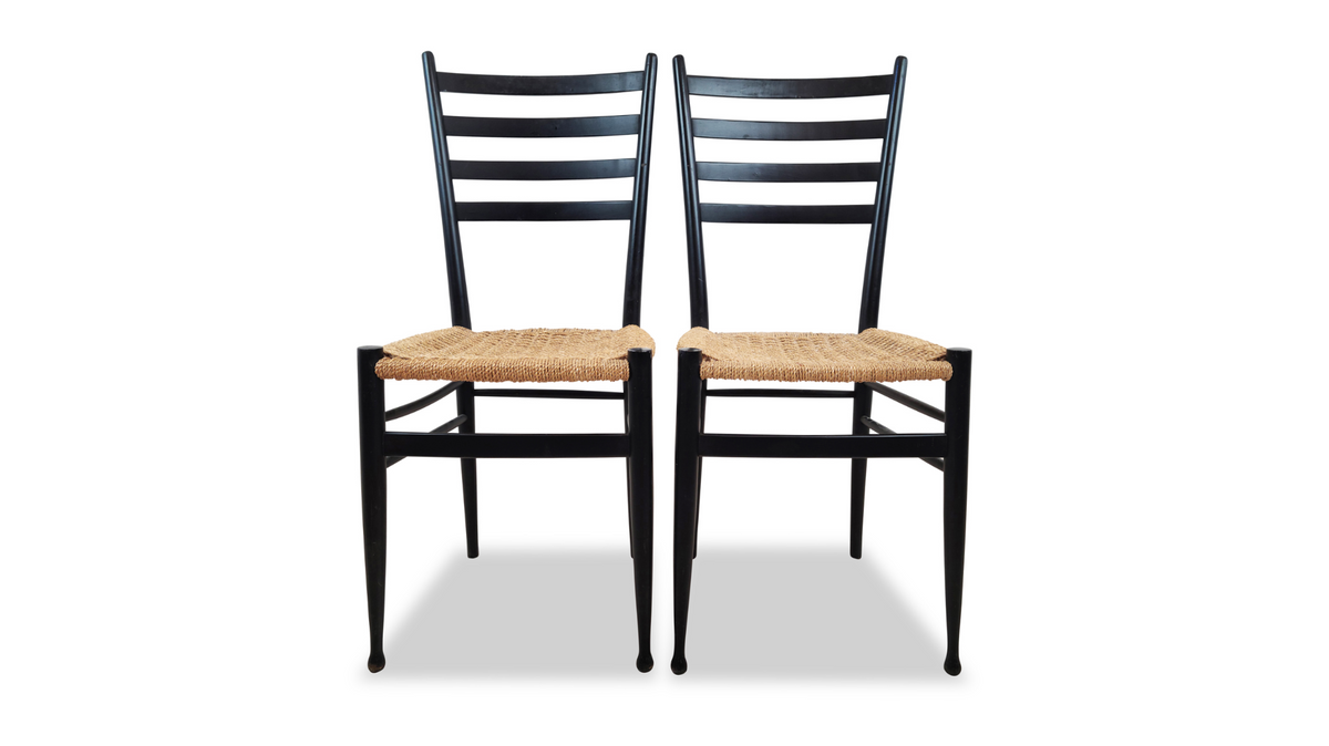 Black Lacquered Gio Ponti Style Dining ChairsBlack Lacquered Gio Ponti Style Dining Chairs