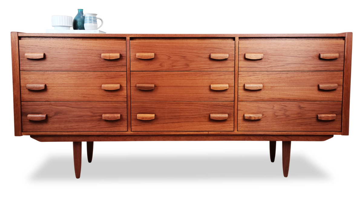 Teak Nine Drawer Dresser