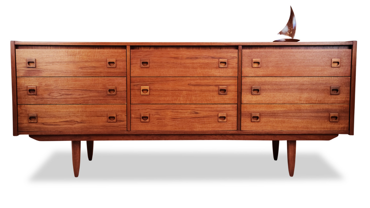 Teak Dresser with Nine Drawers