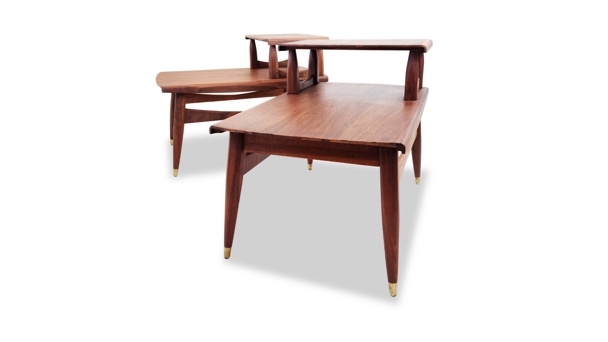 Walnut Two-tier Side Tables