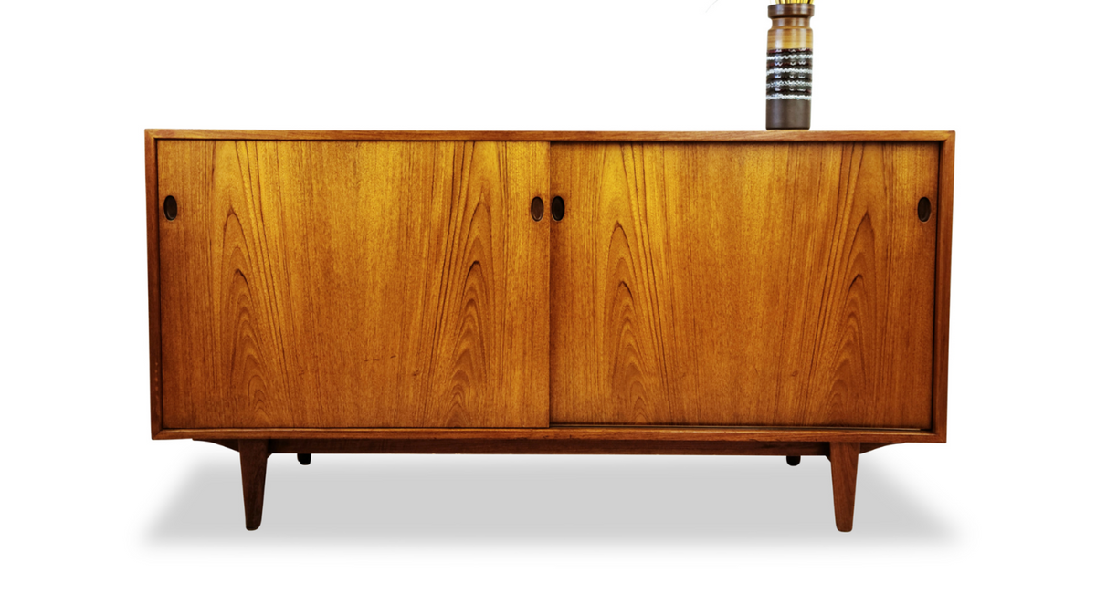 Rare teak sideboard. Often attributed to Ib Kofod Larsen.  Brande 