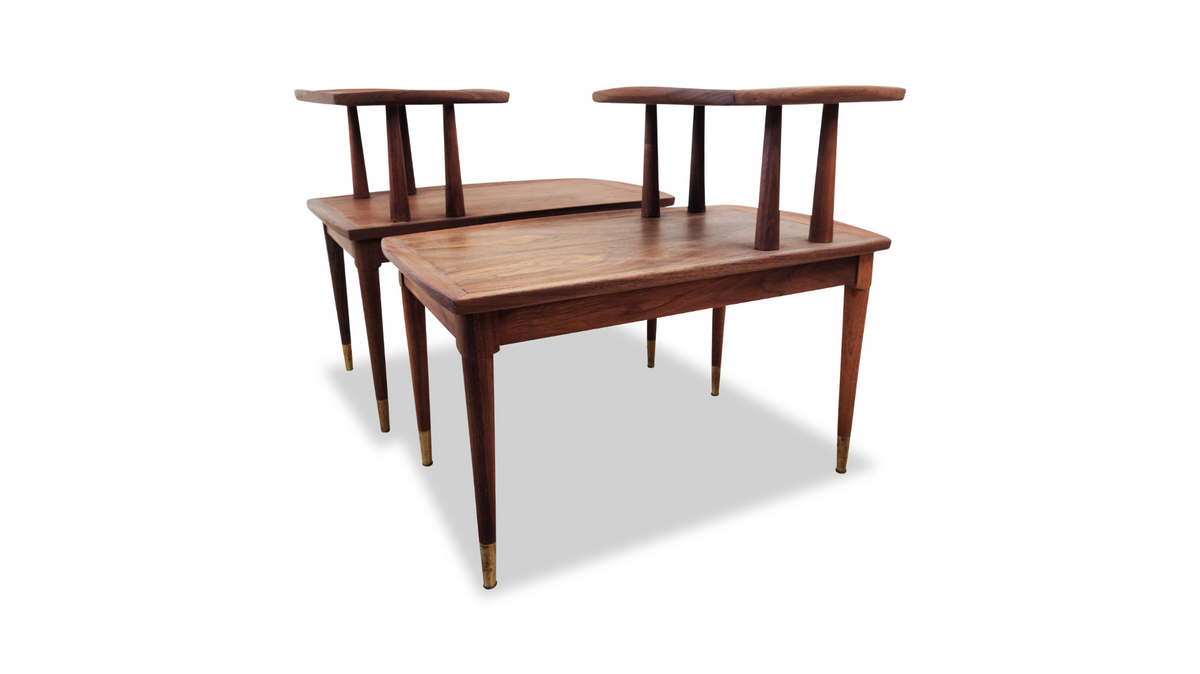 Walnut Two Tier End Tables by Deilcraft