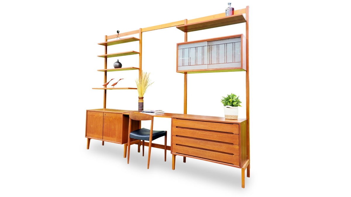 Teak Free-Standing Wall Unit