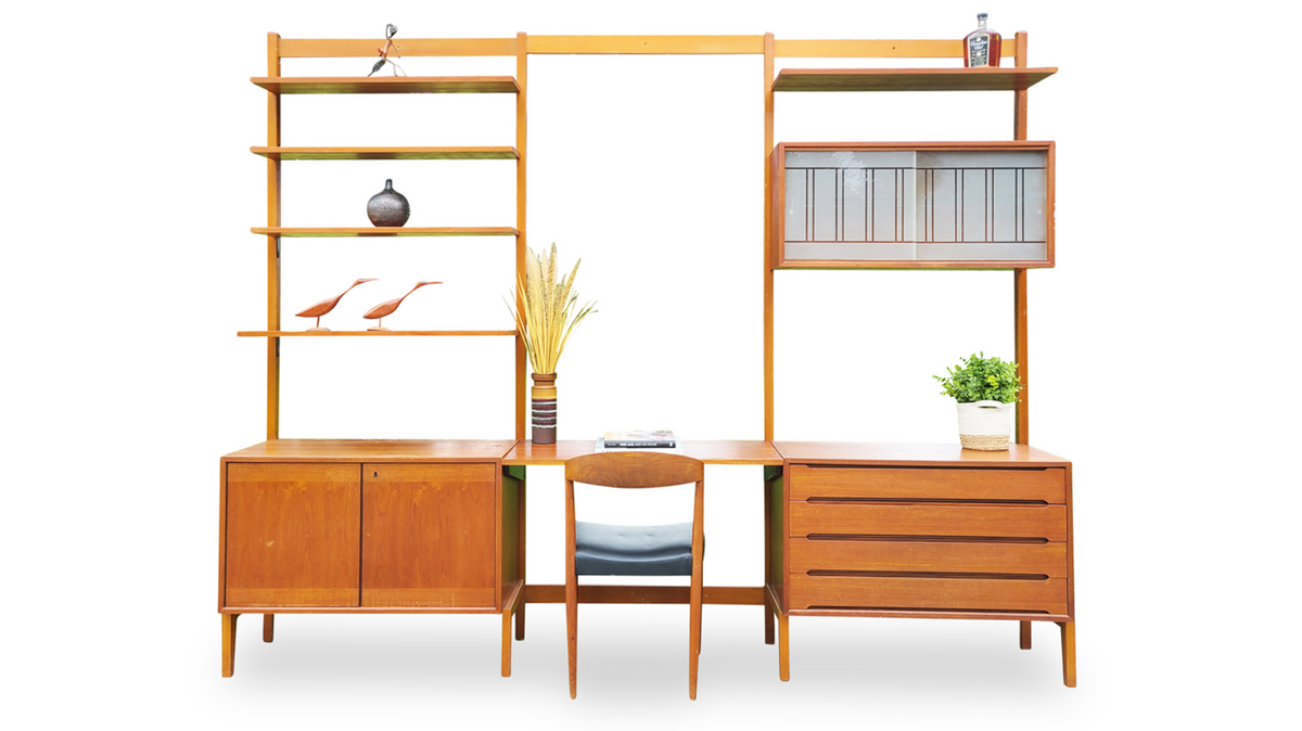 Teak Free-Standing Wall Unit