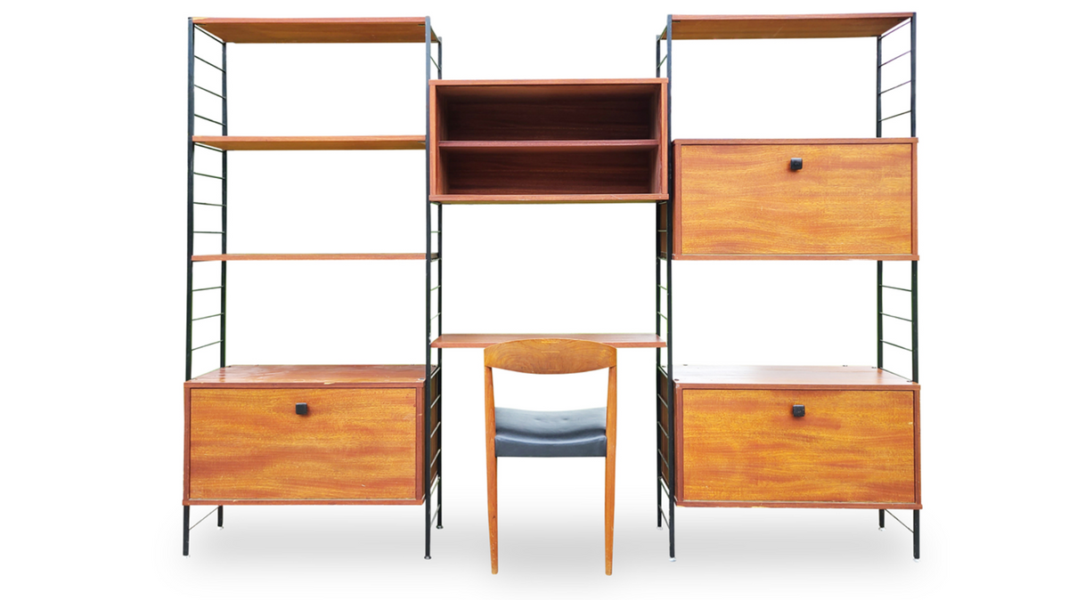 Mid Century Free-Standing Wall Unit