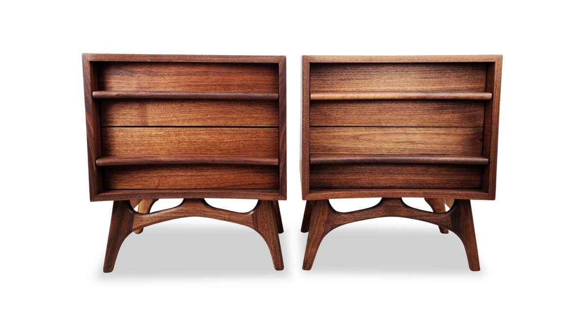 vintage mid century walnut nightstands bedside tables