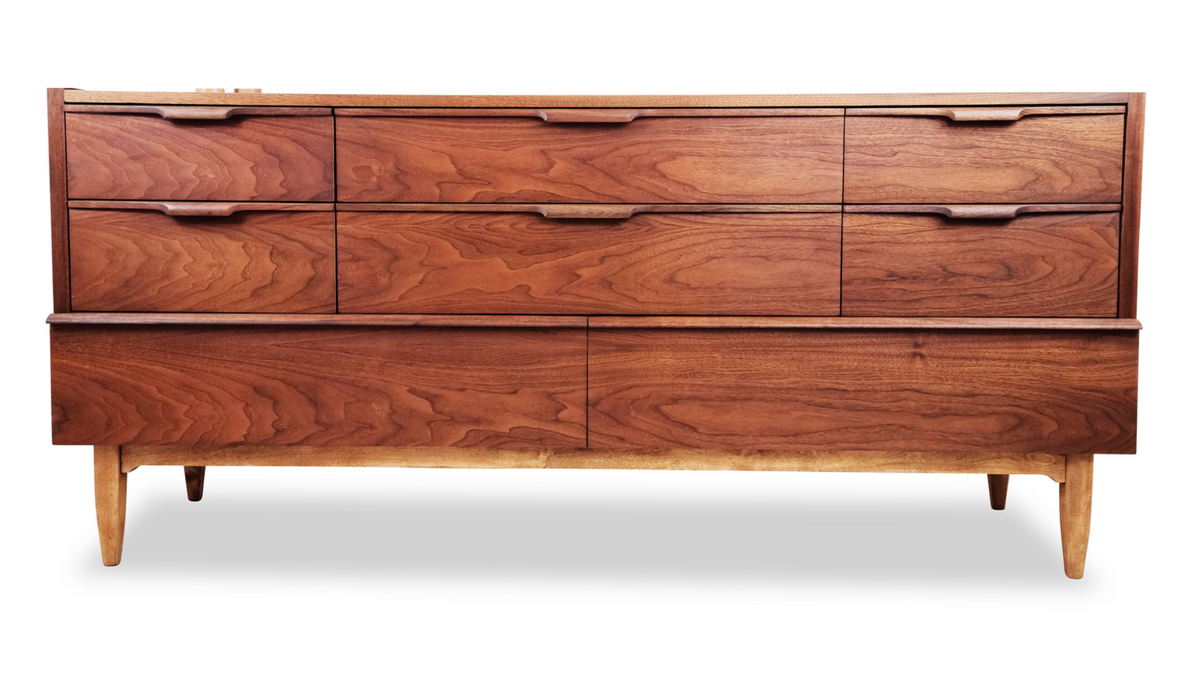 vintage walnut dresser eight drawers haddon hall