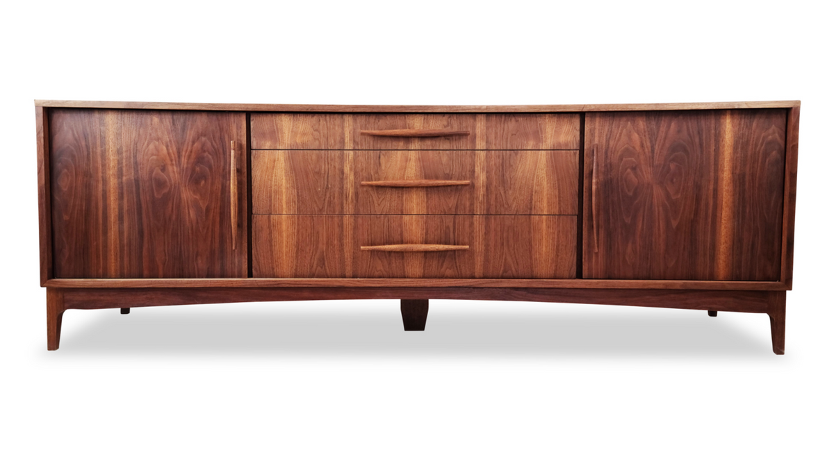 Walnut Curve Faced Sideboard