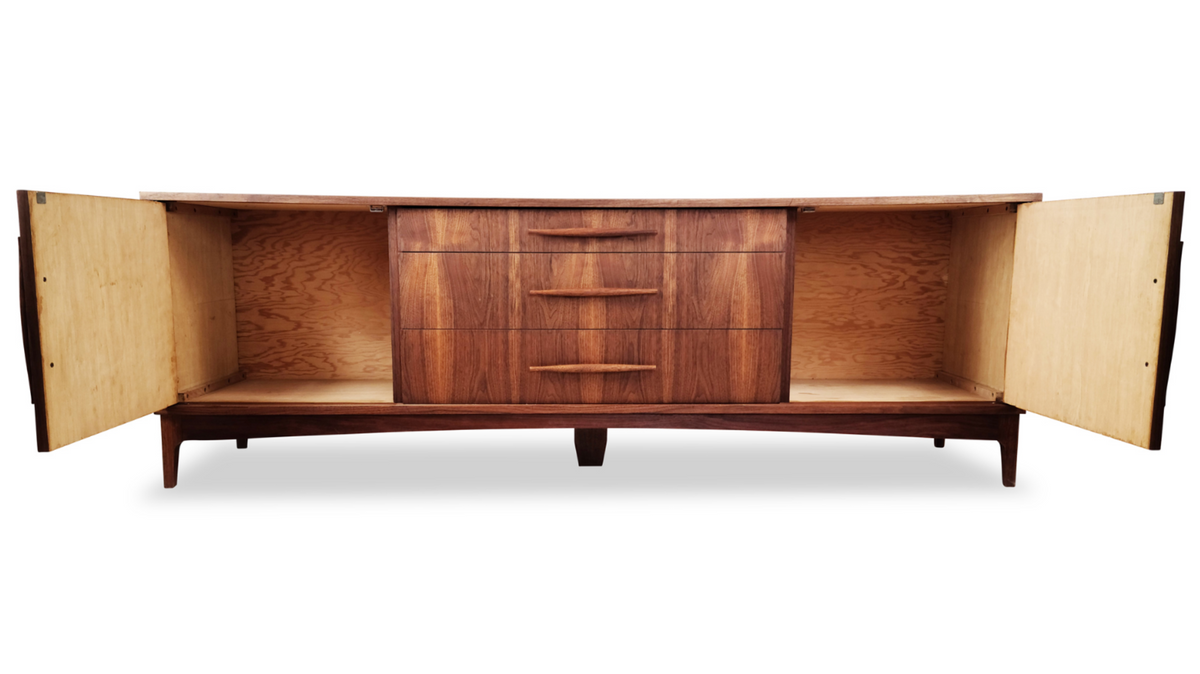 Walnut Curve Faced Sideboard