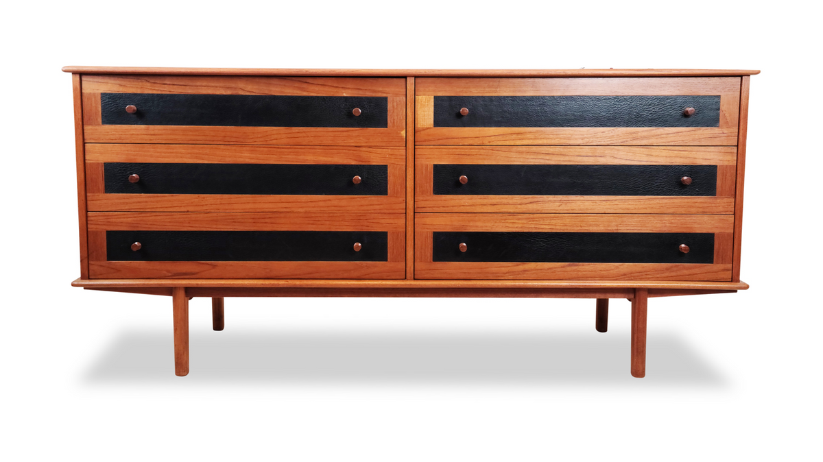 teak dresser with ebony details