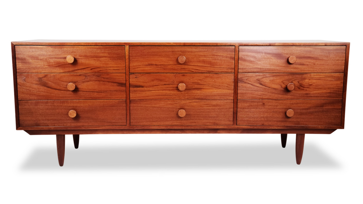 Teak Nine Drawer Dresser