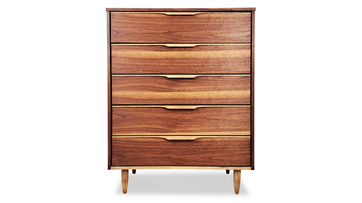 Walnut Highboy with Birch Pulls