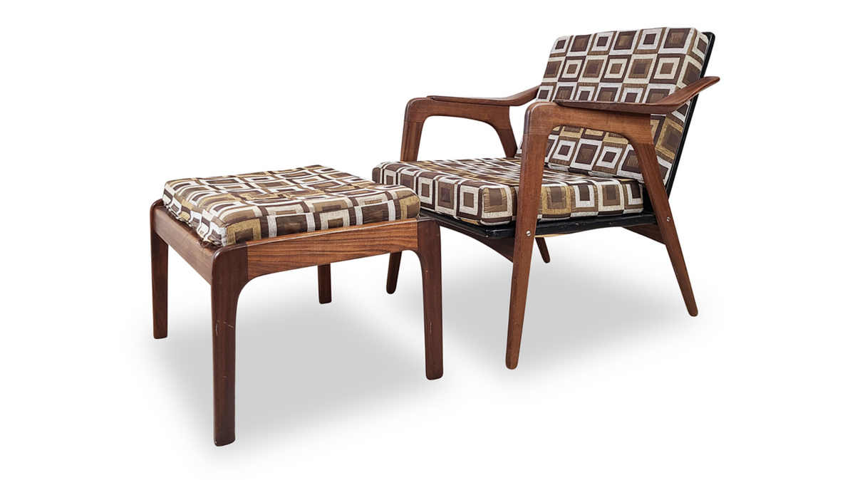 Teak Easy Chair and Foot Stool