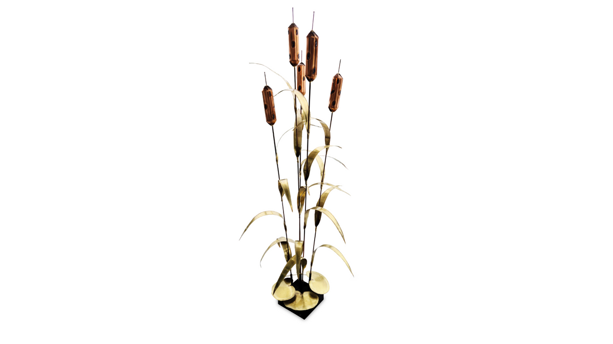 Brass Brutalist Bullrush Sculpture