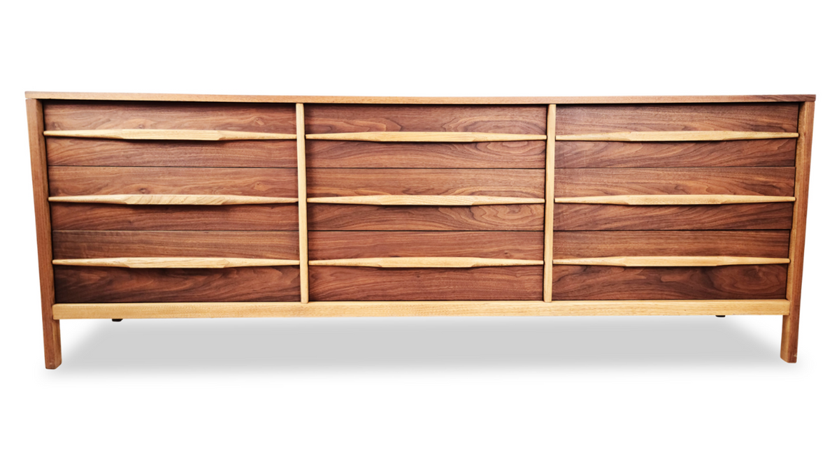 vintage walnut nine drawer dresser