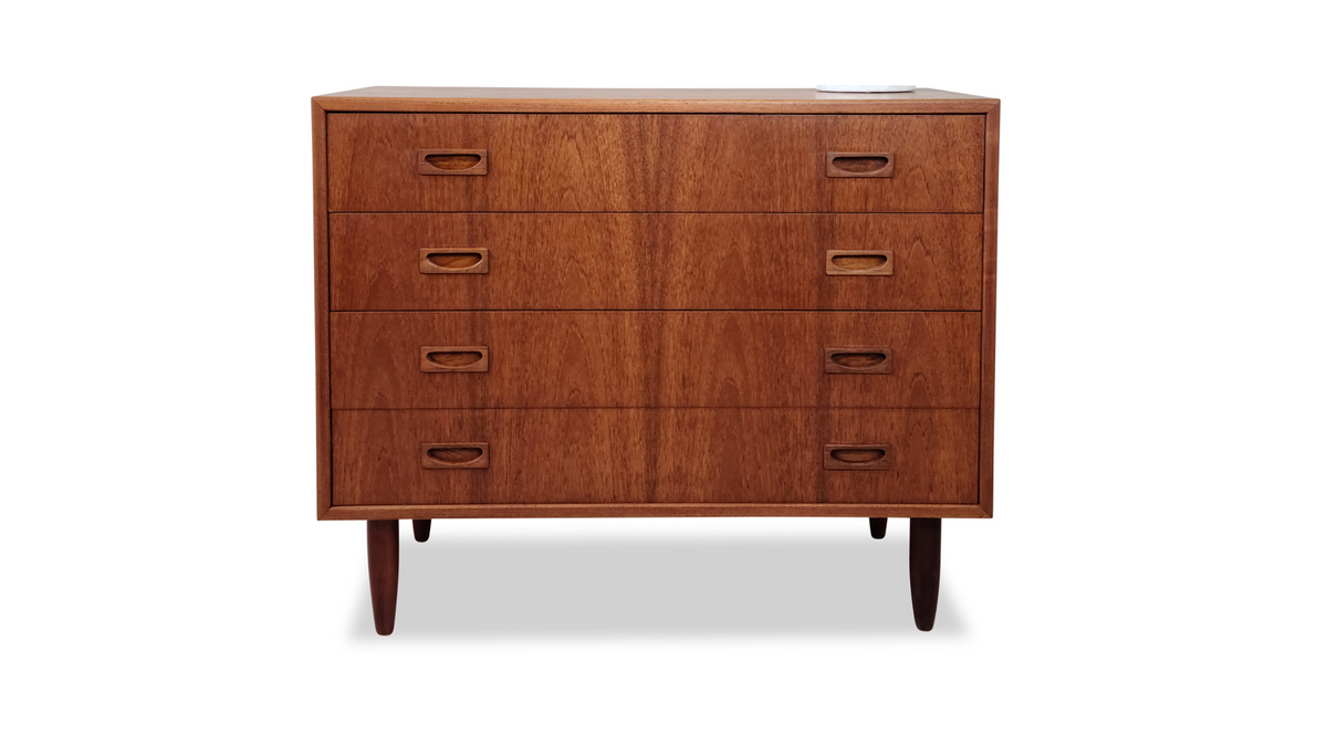 Compact Teak Four Drawer Dresser