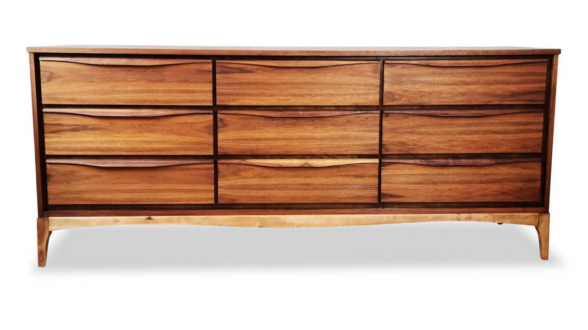 vintage walnut dresser by HPL