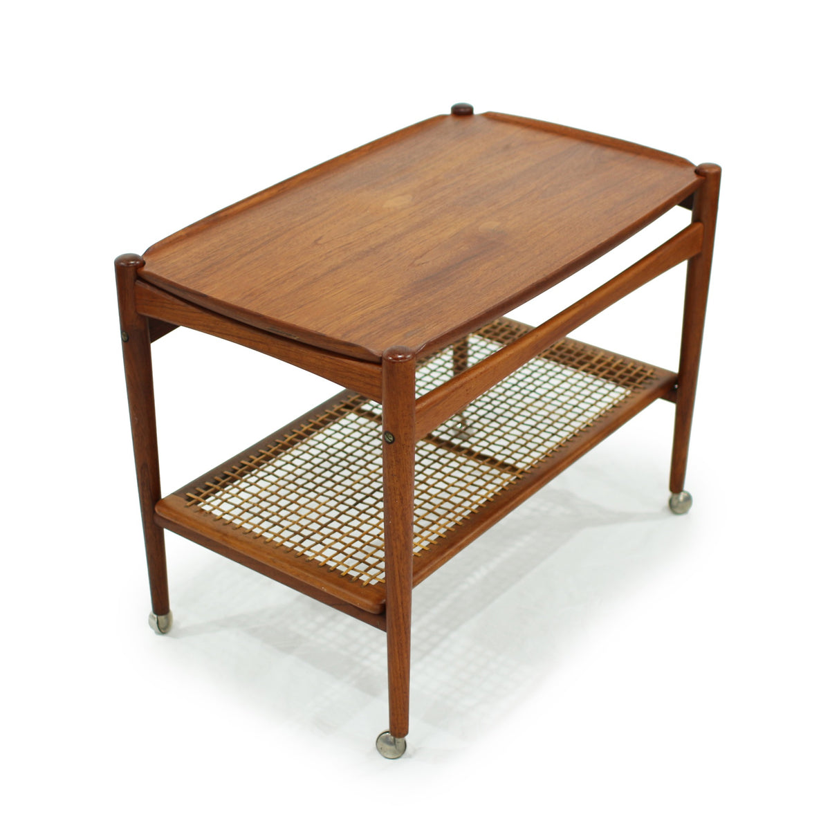 Danish Teak Bar Cart with Removable Tray