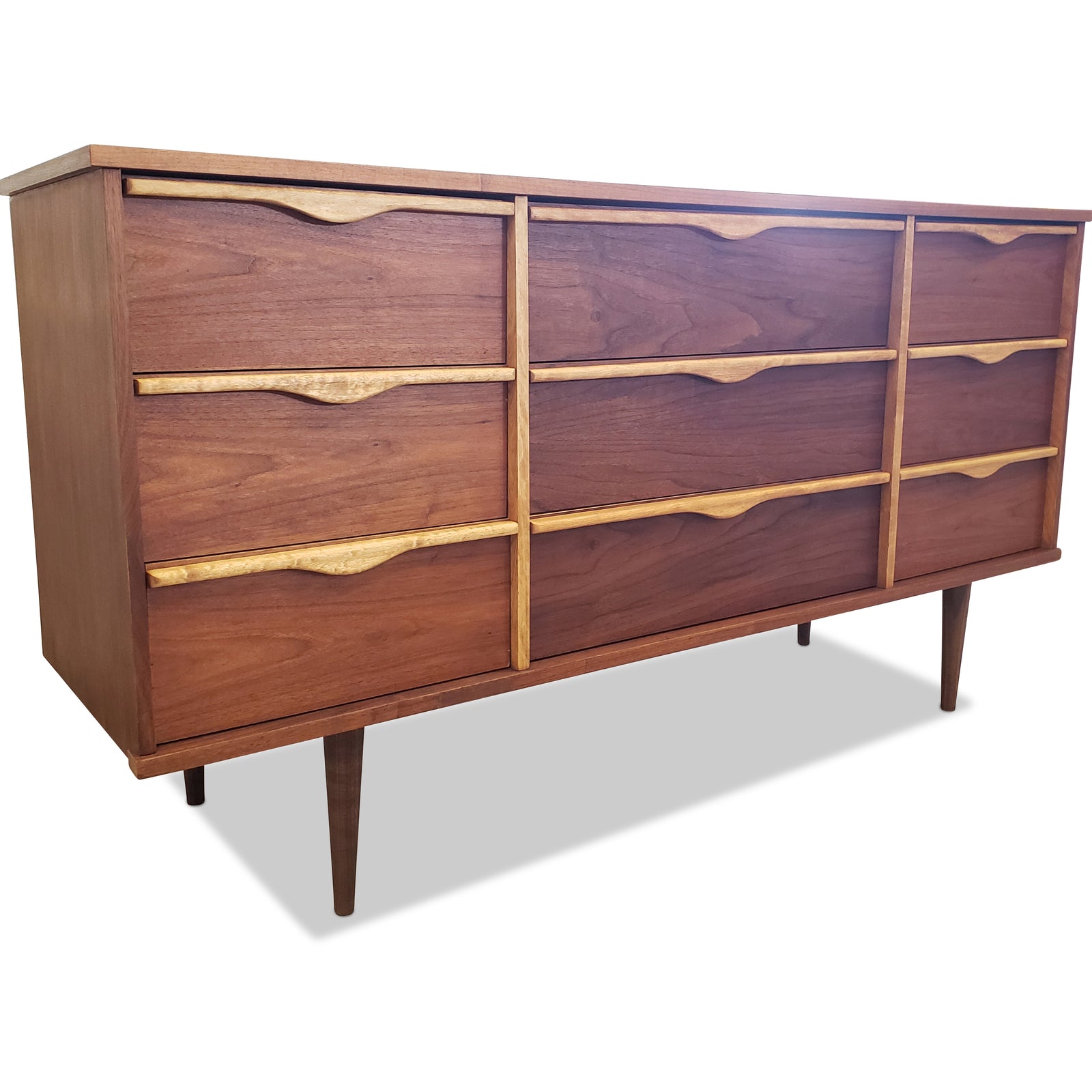 Vintage Walnut Nine Drawer Dresser