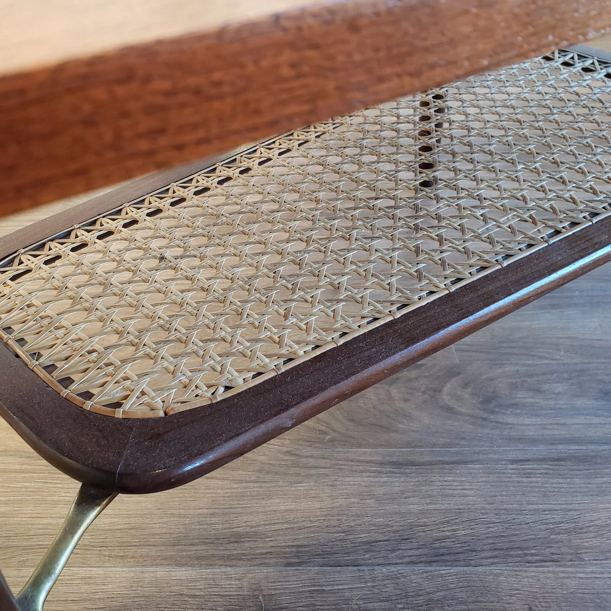 Vintage Teak Two-Tier Woven Coffee Table