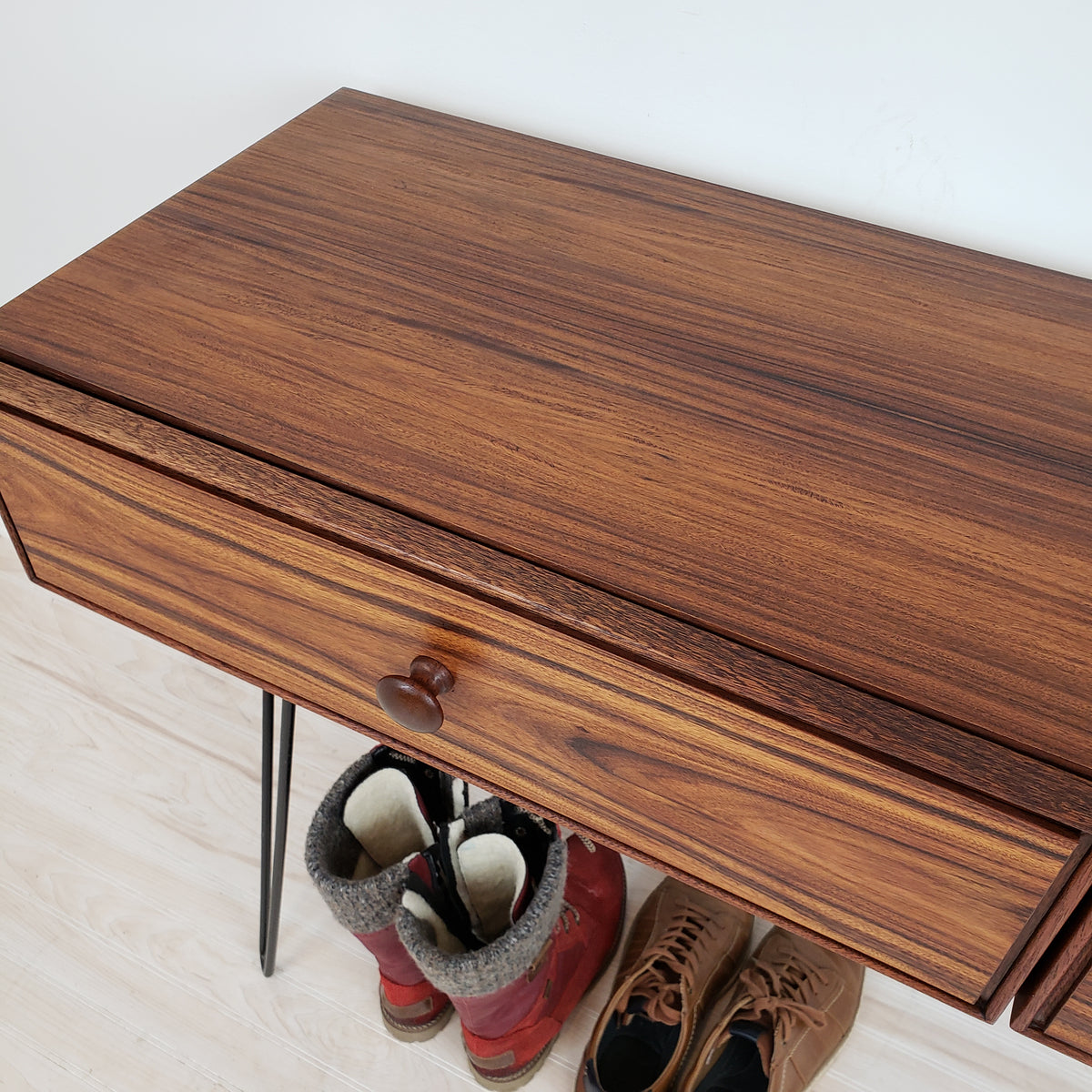 Vintage Rosewood Console on Hairpin Legs