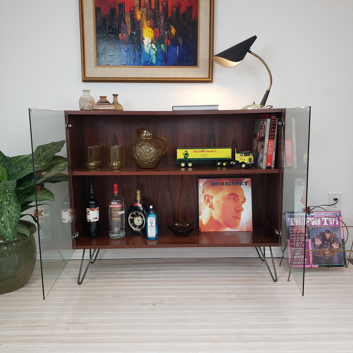 Rosewood Display Cabinet on Hairpin Legs