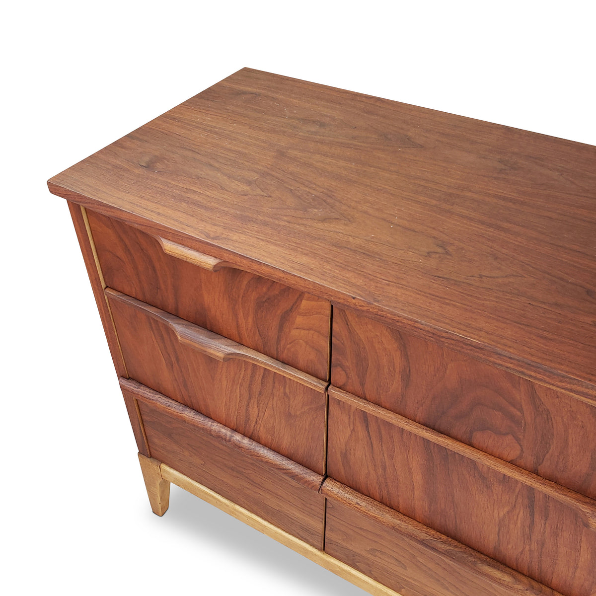 mid century Walnut Nine Drawer Dresser by Kaufman Furniture