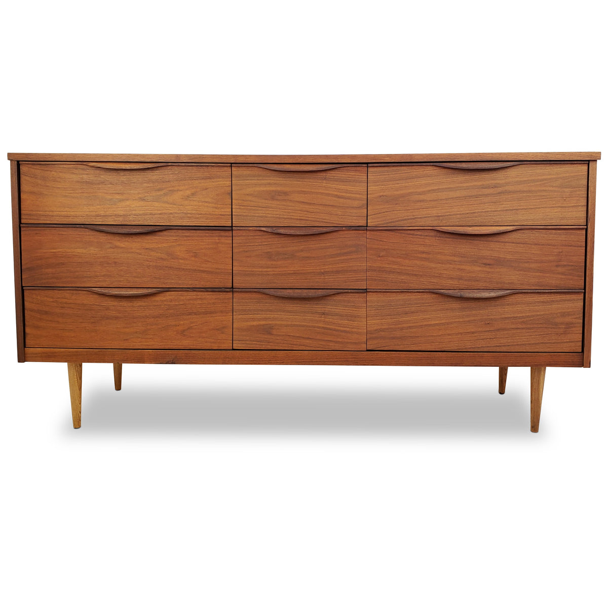 Vintage Walnut Nine Drawer Dresser