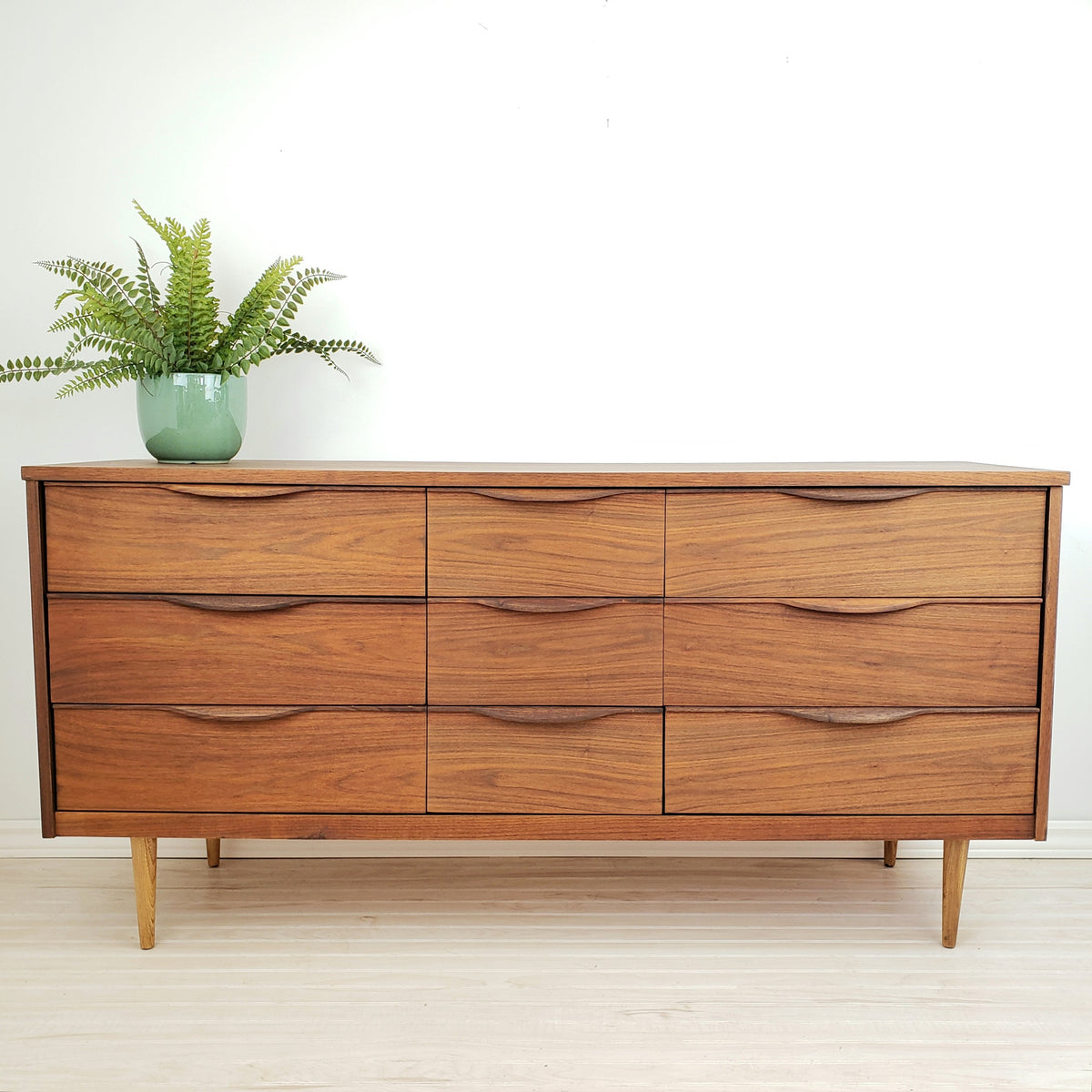 Vintage Walnut Nine Drawer Dresser