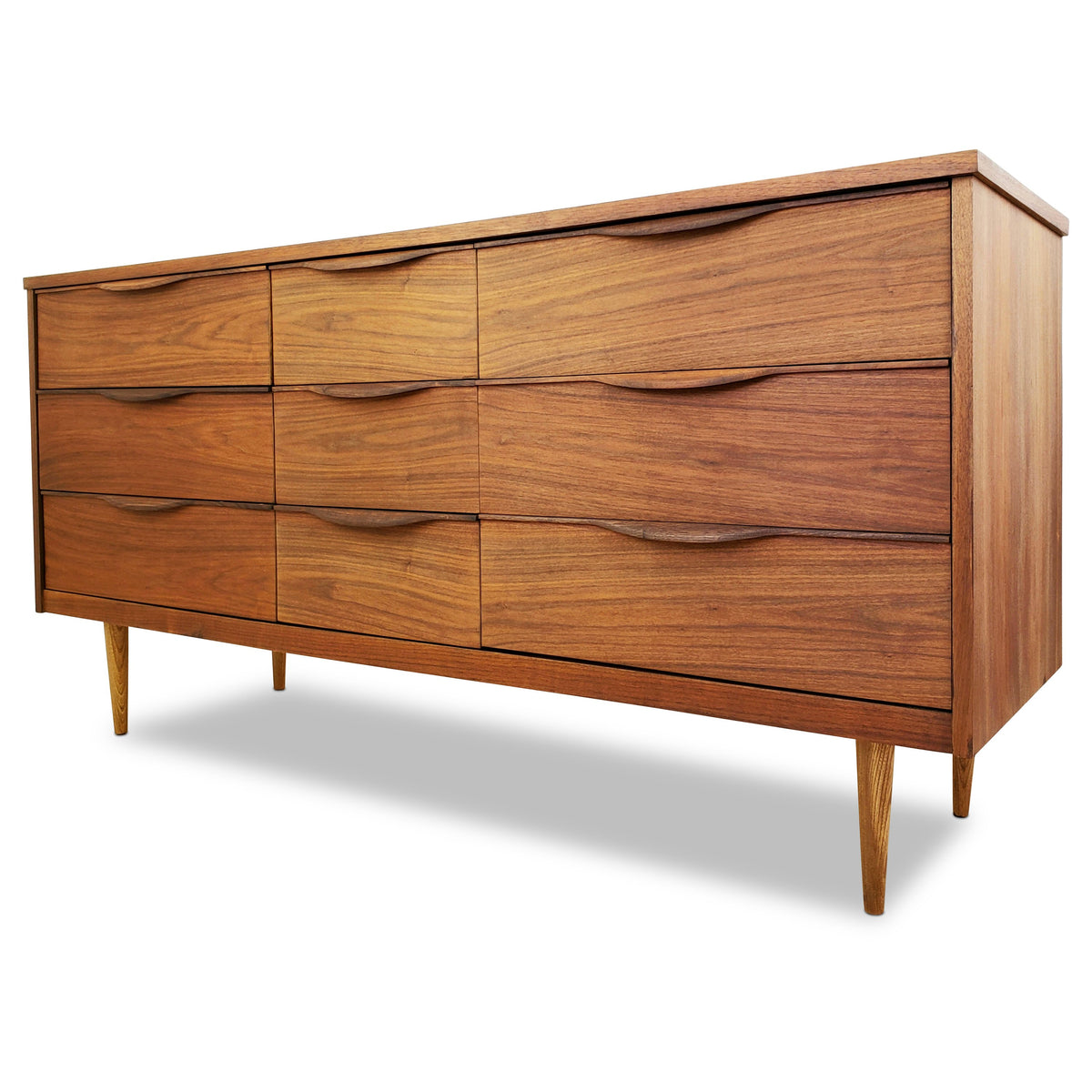 Vintage Walnut Nine Drawer Dresser