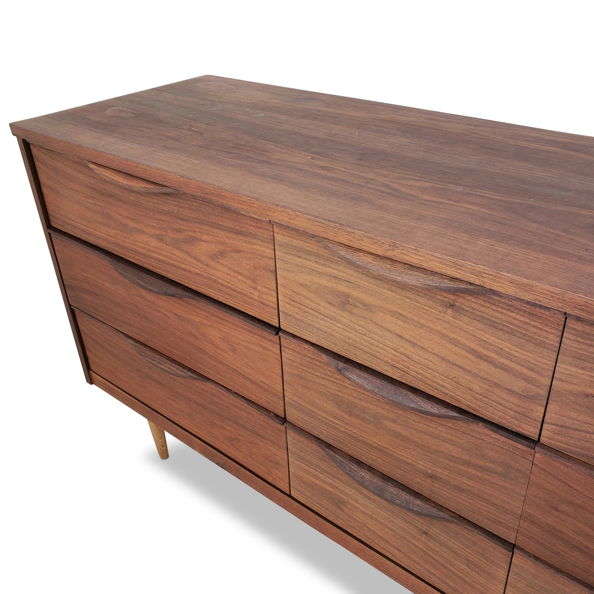 Vintage Walnut Nine Drawer Dresser
