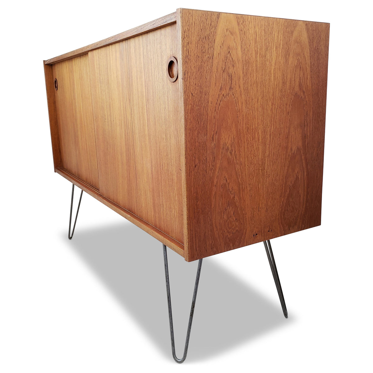 Compact Teak Sideboard with Hairpin Legs