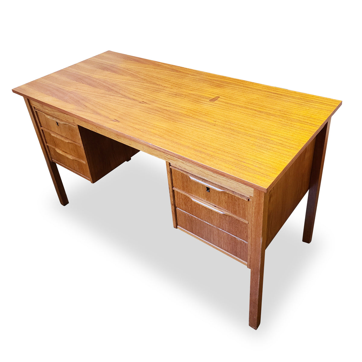 Teak Six Drawer Desk