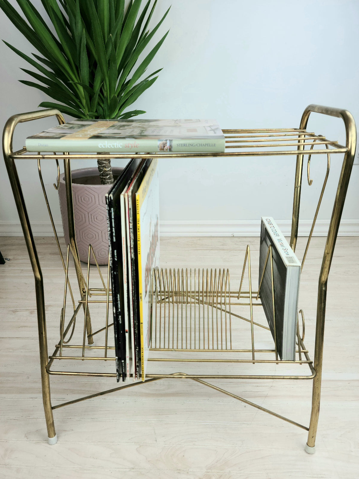 Vintage Two-Tier Brass Record Stand