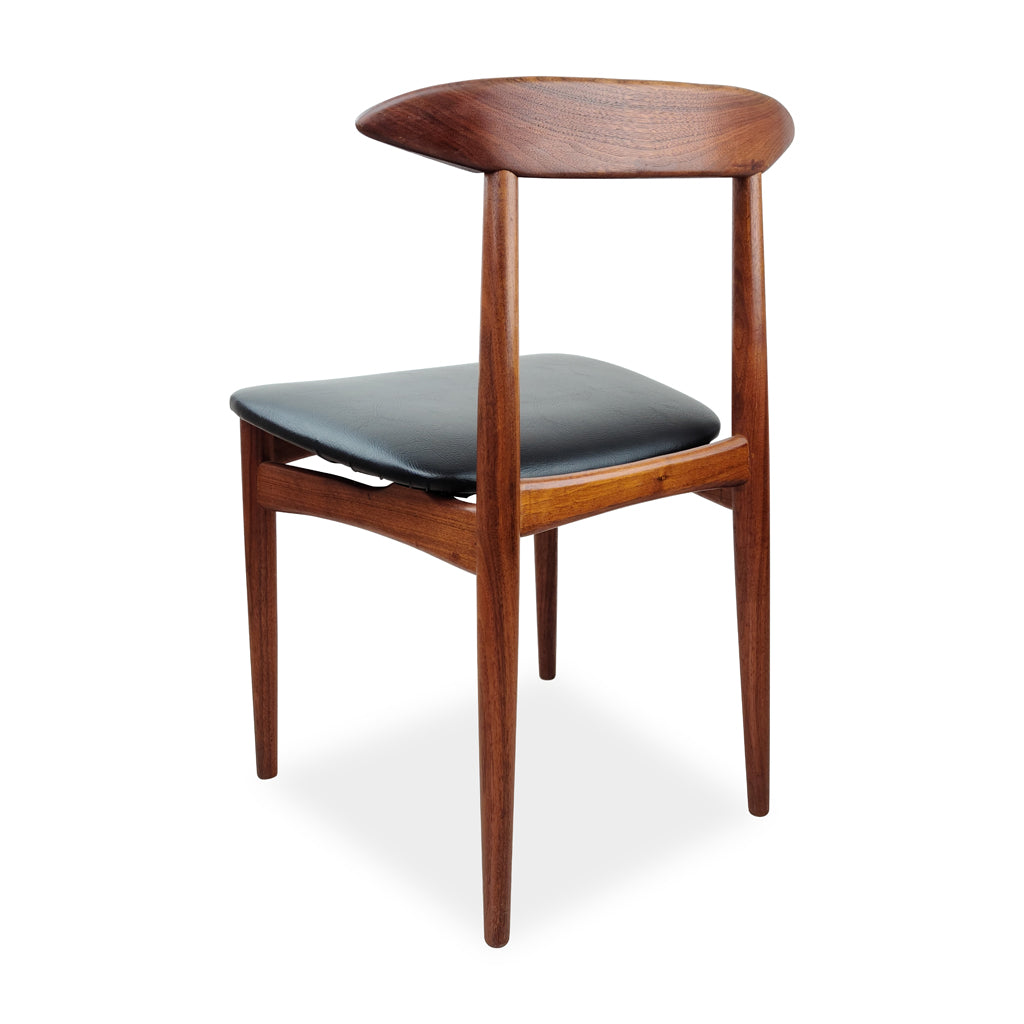 Danish Teak Dining Chairs with black upholstery
