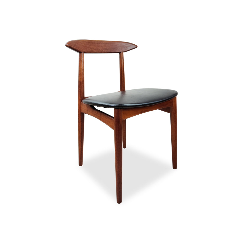 Danish Teak Dining Chairs with black upholstery